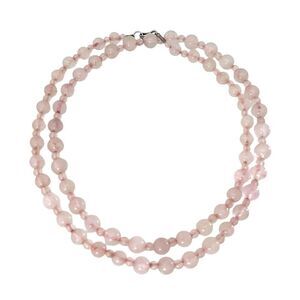 Vintage Pink Rose Quartz Beaded Necklace